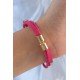 Pembe Renk Zirkon Taşlı Deri Çoklu Bileklik Pembe Renk Zirkon Taşlı Deri Çoklu Bileklik