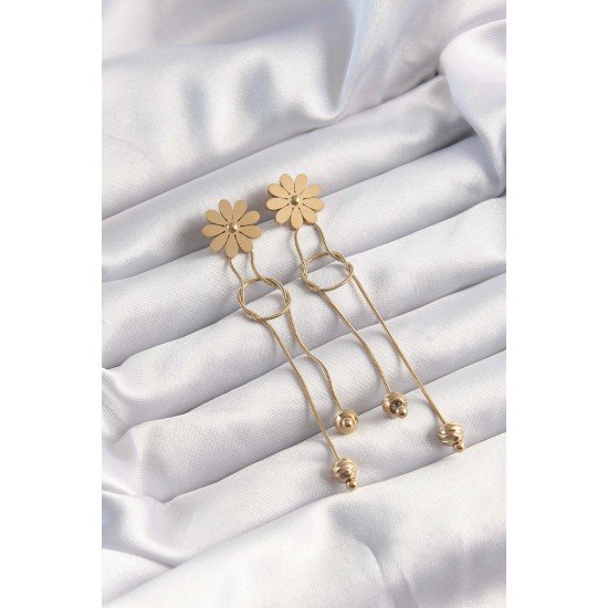 316L Çelik Altın Renk Sallantılı Düğüm Model Papatya Küpe 316L Çelik Altın Renk Sallantılı Düğüm Model Papatya Küpe