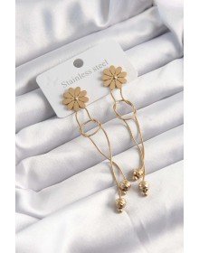 316L Çelik Altın Renk Sallantılı Düğüm Model Papatya Küpe