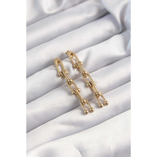 316L Çelik Altın Renk Sallantılı Model Küpe