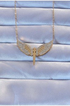 316L Çelik Altın Renk Zirkon Taşlı Mikail Kolye