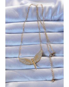 316L Çelik Altın Renk Zirkon Taşlı Mikail Kolye