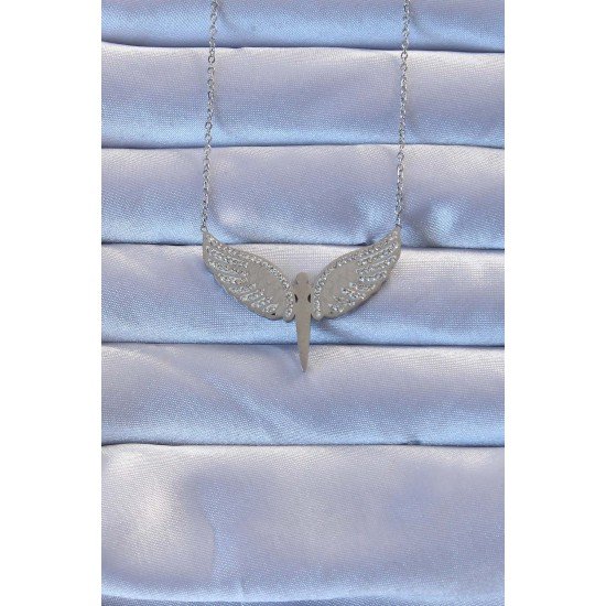 316L Çelik Gümüş Renk Zirkon Taşlı Mikail Kolye 316L Çelik Gümüş Renk Zirkon Taşlı Mikail Kolye