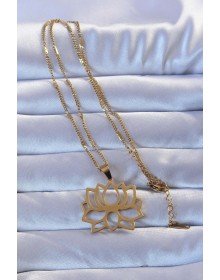 316L Altın Renk Lotus Kolye