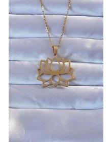 316L Altın Renk Lotus Kolye