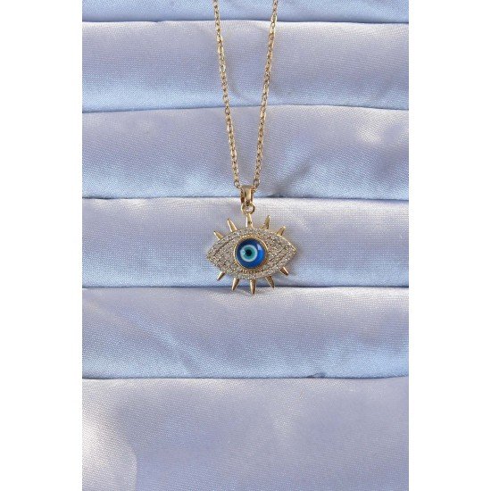 316L Altın Renk Zirkon Taşlı Nazarlı Göz Kolye 316L Altın Renk Zirkon Taşlı Nazarlı Göz Kolye