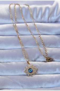 316L Altın Renk Zirkon Taşlı Nazarlı Göz Kolye 316L Altın Renk Zirkon Taşlı Nazarlı Göz Kolye