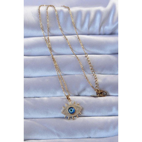 316L Altın Renk Zirkon Taşlı Nazarlı Göz Kolye 316L Altın Renk Zirkon Taşlı Nazarlı Göz Kolye