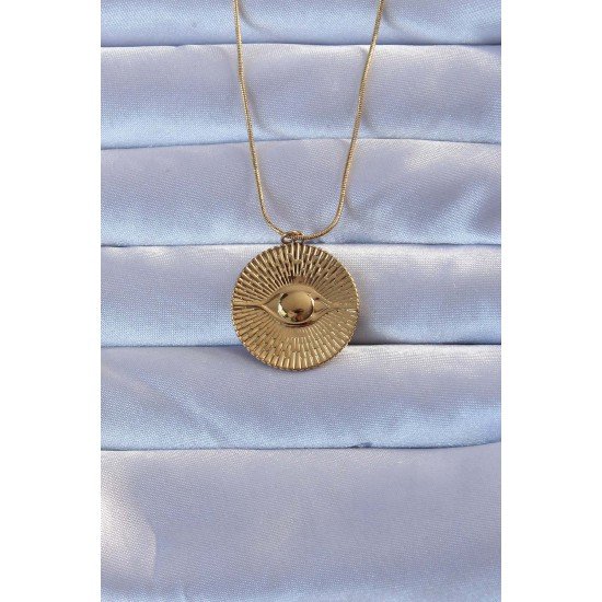 316L Altın Renk İşlemeli Göz Kolye 316L Altın Renk İşlemeli Göz Kolye