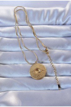 316L Altın Renk İşlemeli Göz Kolye