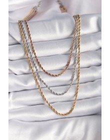 316L Çelik Mix Renk Burgu Zincir Model Kadın Kolye