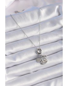 316L Çelik Gümüş Renk Zirkon Taş Detay Kalp Model Charm Kadın Kolye