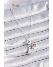 316L Çelik Gümüş Renk Eyfel Kule Fotoğraf Makinesi Model Charm Kadın Kolye