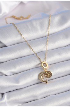 316L Çelik Gold Renk Zirkon Taşlı Ay Yıldız Model Charm Model Kadın Kolye 316L Çelik Gold Renk Zirkon Taşlı Ay Yıldız Model Charm Model Kadın Kolye