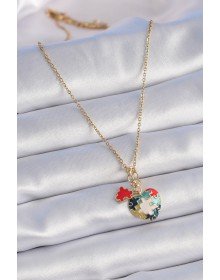 316L Çelik Gold Renk Yapboz Motif Kalp Figür Charm Model Kadın Kolye