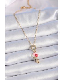 316L Çelik Gold Renk Renkli Kalp Figür Charm Model Kadın Kolye