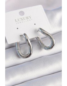 Pirinç Gümüş Renk Halka Model Kadın Küpe