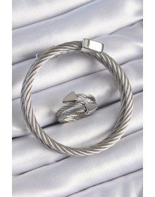 316L Çelik Gümüş Renk Sarmal Model Erkek Bileklik Yüzük Kombini