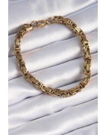 316L Çelik Gold Renk Kral Zincir Model Erkek Bileklik