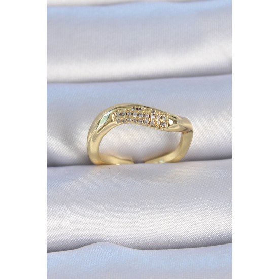 Pirinç Gold Renk Zirkon Taşlı Kadın Yüzük Pirinç Gold Renk Zirkon Taşlı Kadın Yüzük