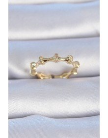 Pirinç Gold Renk Zirkon Taşlı Kadın Yüzük