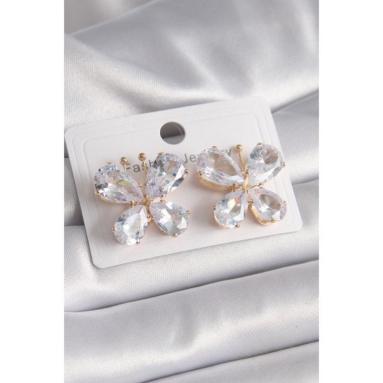 Pirinç Gold Renk Zirkon Taşlı Kelebek Model Kadın Küpe Pirinç Gold Renk Zirkon Taşlı Kelebek Model Kadın Küpe