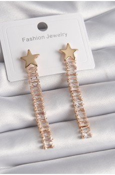 Pirinç Gold Renk Yıldız Model Su Yolu Zirkon Taşlı Kadın Küpe Pirinç Gold Renk Yıldız Model Su Yolu Zirkon Taşlı Kadın Küpe