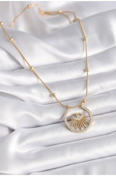 316L Çelik Gold Renk Zirkon Taşlı Göz Model Kadın Kolye