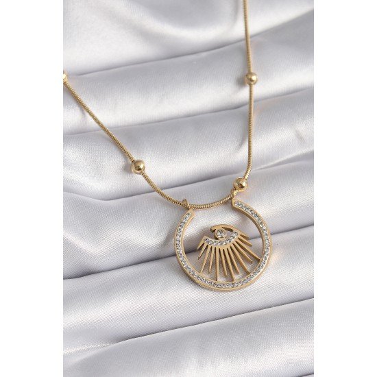 316L Çelik Gold Renk Zirkon Taşlı Göz Model Kadın Kolye 316L Çelik Gold Renk Zirkon Taşlı Göz Model Kadın Kolye