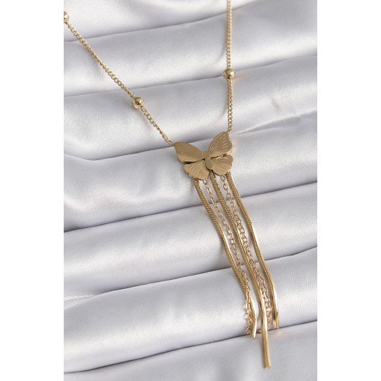 316L Çelik Gold Renk Kelebek Figür Sallantı İtalyan Zincirli Kadın Kolye 316L Çelik Gold Renk Kelebek Figür Sallantı İtalyan Zincirli Kadın Kolye