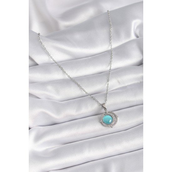 316L Çelik Gümüş Renk Mavi Sedefli Hilal Model Kadın Kolye 316L Çelik Gümüş Renk Mavi Sedefli Hilal Model Kadın Kolye