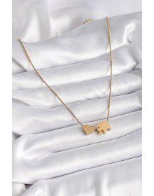 316L Çelik Gold Renk Fil Kalp Figürlü Kadın Kolye