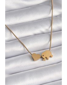 316L Çelik Gold Renk Fil Kalp Figürlü Kadın Kolye