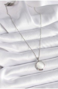 316L Çelik Gümüş Renk Beyaz Sedefli Daire Model Kadın Kolye 316L Çelik Gümüş Renk Beyaz Sedefli Daire Model Kadın Kolye