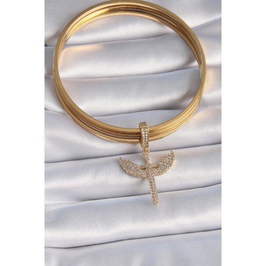 Pirinç Gold Renk Zirkon Taşlı Mikail Model Ajda Charm Pirinç Gold Renk Zirkon Taşlı Mikail Model Ajda Charm