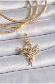 Pirinç Gold Renk Zirkon Taşlı Anka Kuşu Model Ajda Charm
