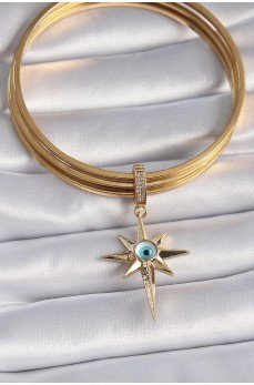 Pirinç Gold Renk Zirkon Taşlı Kutup Yıldızı Nazar Boncuk Detay Ajda Charm Pirinç Gold Renk Zirkon Taşlı Kutup Yıldızı Nazar Boncuk Detay Ajda Charm