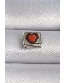 316L Çelik Gümüş Renk Kahverengi Kalp İşlemeli Nomination Charm