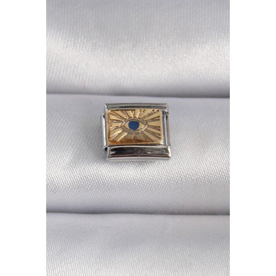 316L Çelik Gümüş Renk Altın Göz İşlemeli Nomination Charm 316L Çelik Gümüş Renk Altın Göz İşlemeli Nomination Charm