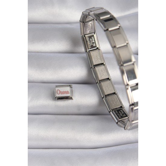 316L Çelik Gümüş Renk Beyaz Pembe Ouma İşlemeli Nomination Charm 316L Çelik Gümüş Renk Beyaz Pembe Ouma İşlemeli Nomination Charm