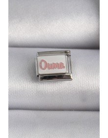 316L Çelik Gümüş Renk Beyaz Pembe Ouma İşlemeli Nomination Charm