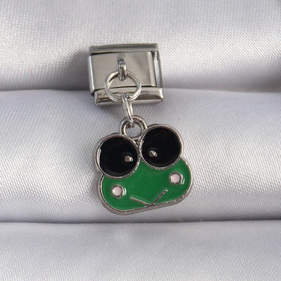 316L Çelik Gümüş Renk Sallantılı Yeşil Kurbağa Figür Nomination Charm 316L Çelik Gümüş Renk Sallantılı Yeşil Kurbağa Figür Nomination Charm