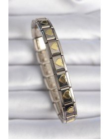 316L Çelik Gümüş Renk Gold Kalp İşleme Nomination Charm Bileklik