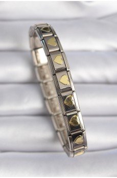 316L Çelik Gümüş Renk Gold Kalp İşleme Nomination Charm Bileklik