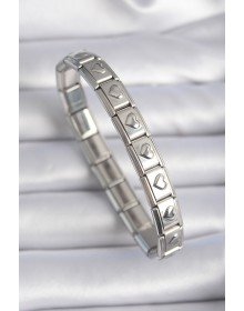 316L Çelik Gümüş Renk Kalp İşleme Nomination Charm Bileklik