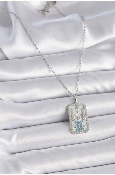 316L Çelik Gümüş Renk Zincir İkizler Burcu Zirkon Taşlı Kadın Kolye 316L Çelik Gümüş Renk Zincir İkizler Burcu Zirkon Taşlı Kadın Kolye