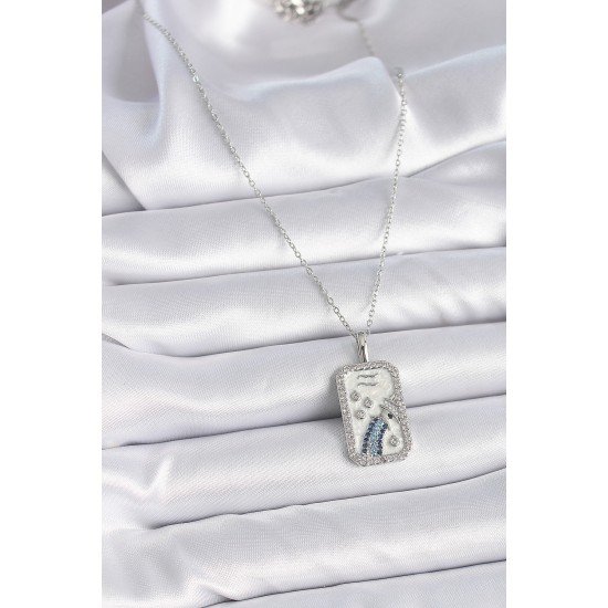 316L Çelik Gümüş Renk Zincir Kova Burcu Zirkon Taşlı Kadın Kolye 316L Çelik Gümüş Renk Zincir Kova Burcu Zirkon Taşlı Kadın Kolye