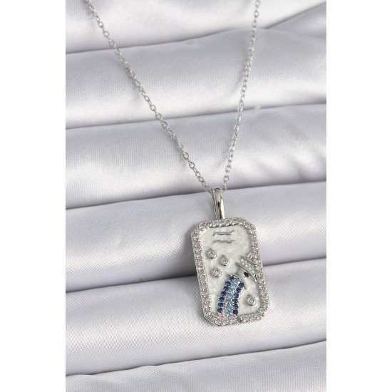 316L Çelik Gümüş Renk Zincir Kova Burcu Zirkon Taşlı Kadın Kolye 316L Çelik Gümüş Renk Zincir Kova Burcu Zirkon Taşlı Kadın Kolye