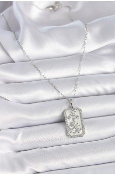 316L Çelik Gümüş Renk Zincir Yengeç Burcu Zirkon Taşlı Kadın Kolye
