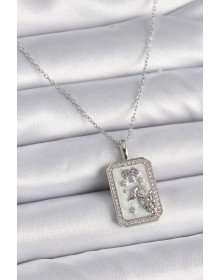 316L Çelik Gümüş Renk Zincir Koç Burcu Zirkon Taşlı Kadın Kolye